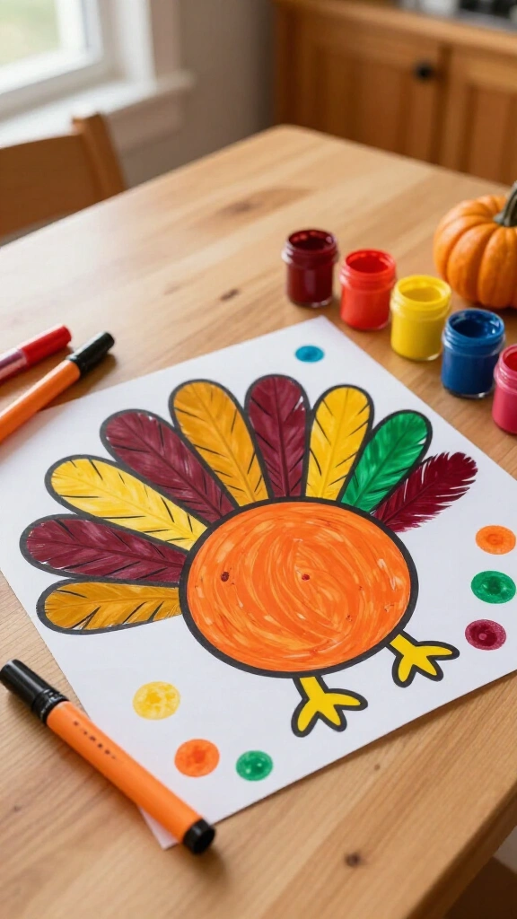 Simple toddler trace-and-color turkey