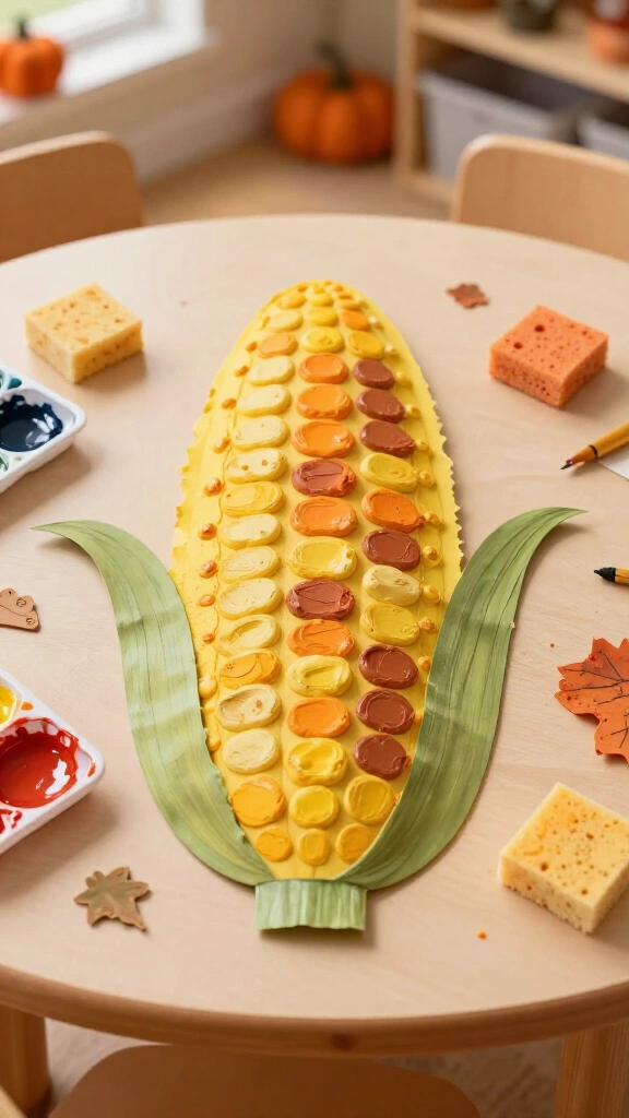 Sponge painted corn craft