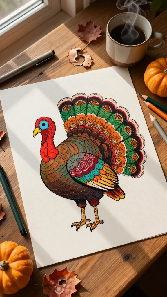 Mandala-feather turkey pattern
