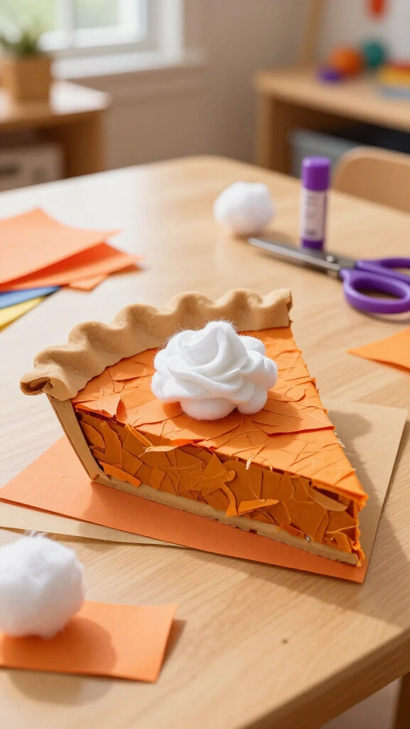 Tissue paper pumpkin pie craft