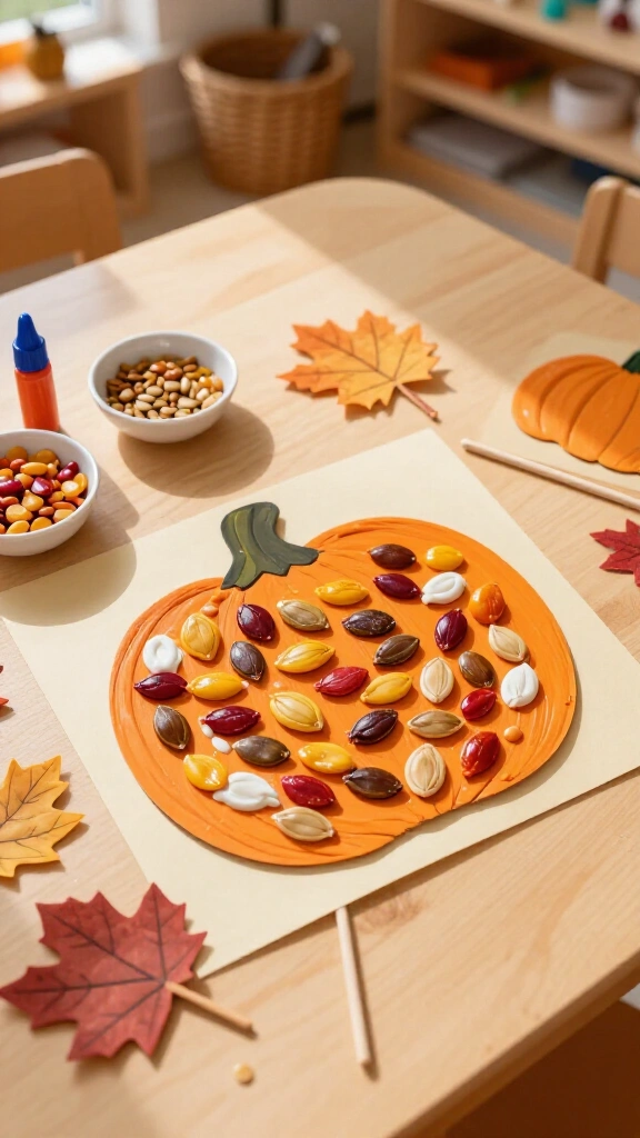 Pumpkin seed mosaic art
