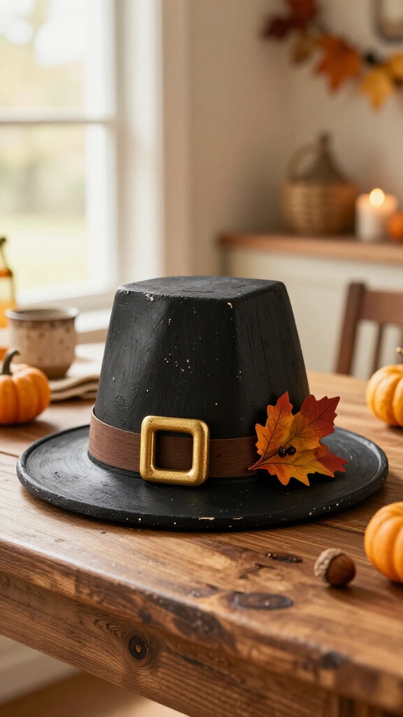 Scrap wood pilgrim hat decor