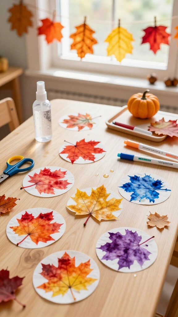 Coffee filter fall leaves