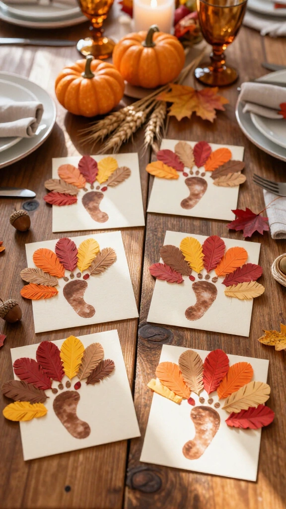 Footprint turkey place cards