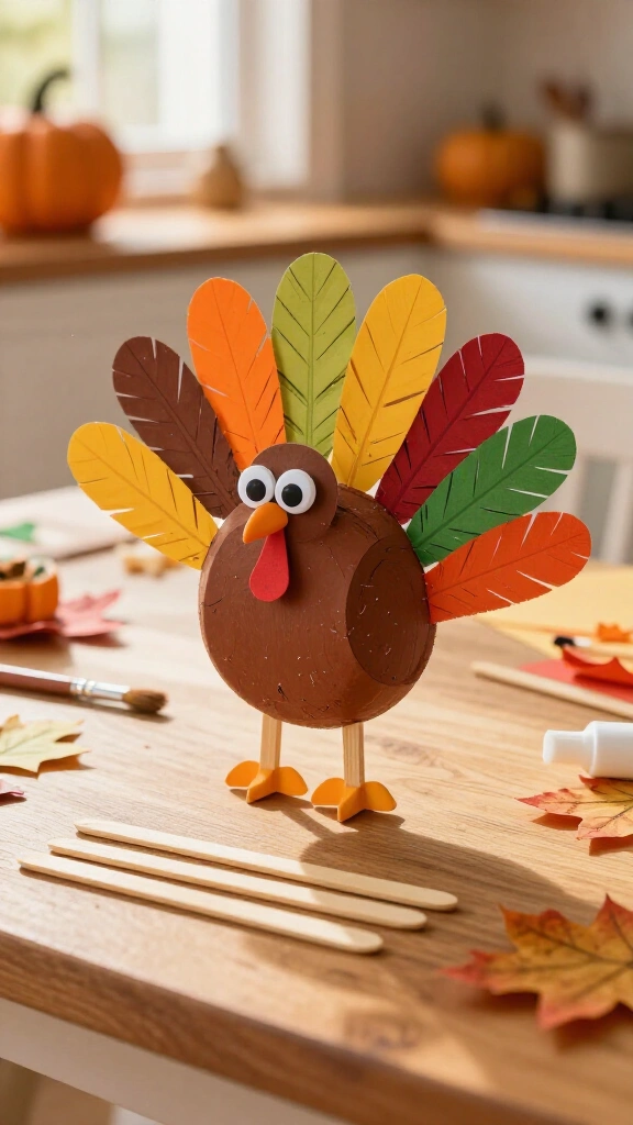 Popsicle stick turkey craft