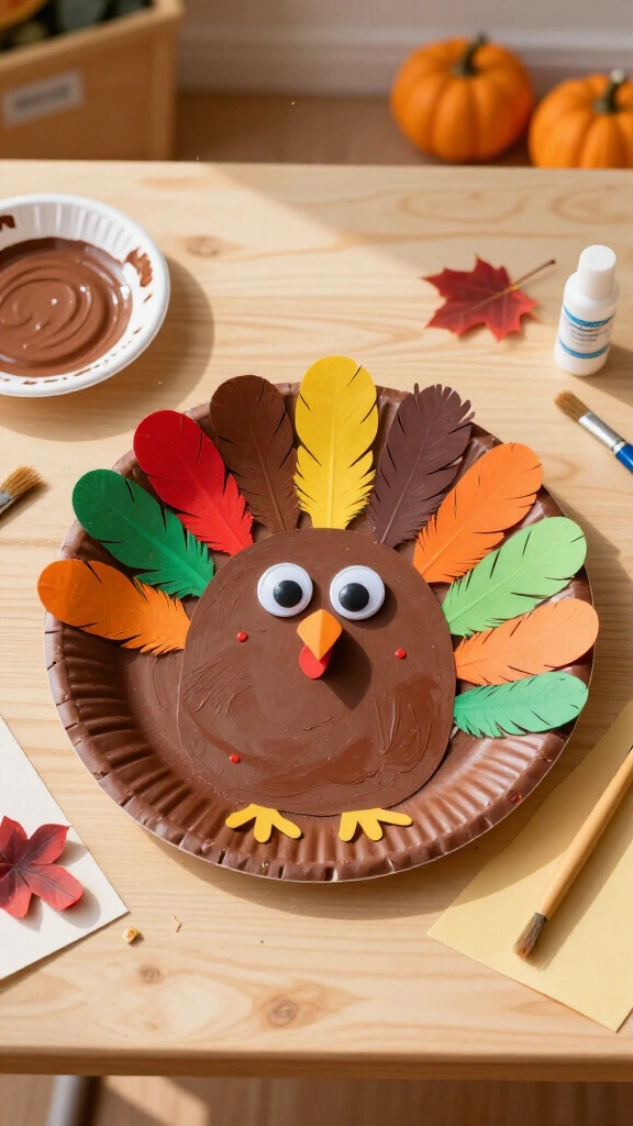 Paper plate turkey craft