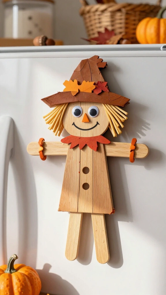 Popsicle stick scarecrow magnet