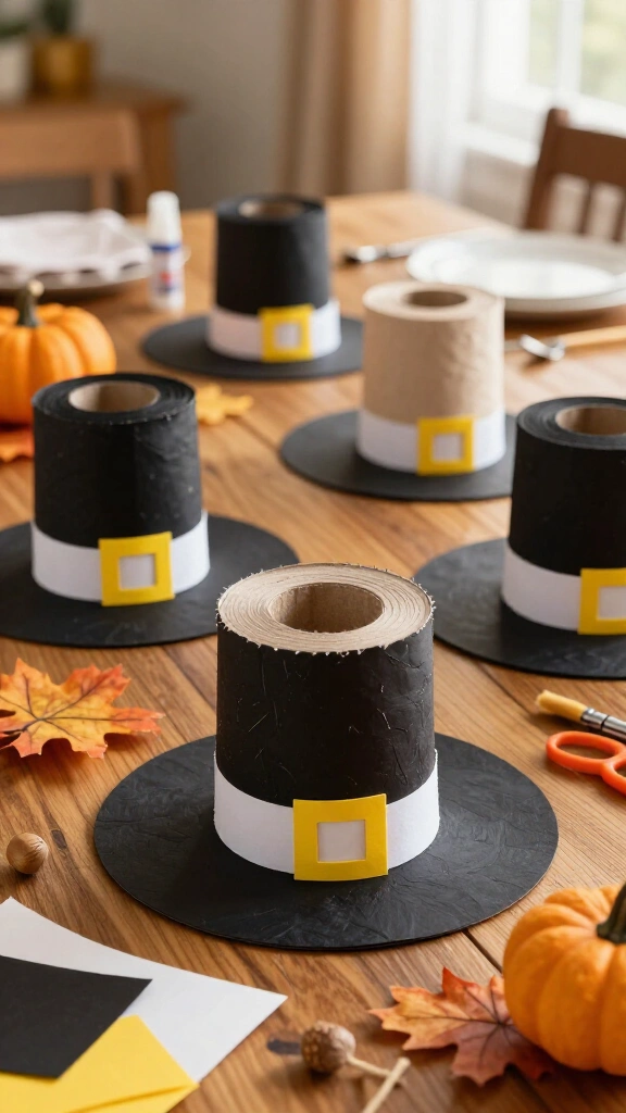 Toilet paper roll pilgrim hats