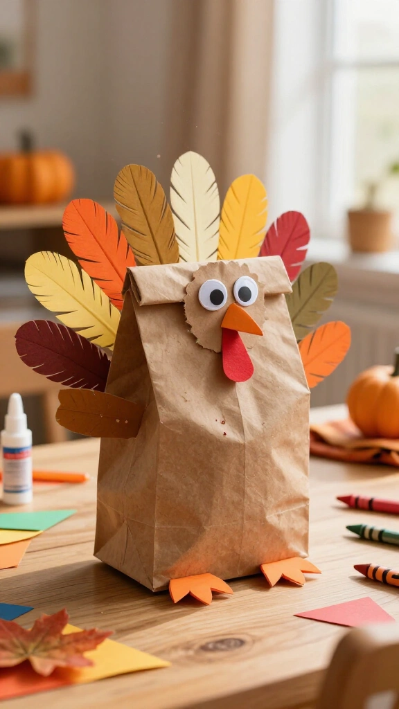 Paper bag turkey puppet