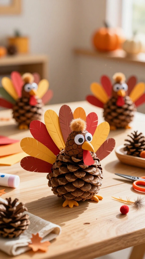 Pinecone turkey craft