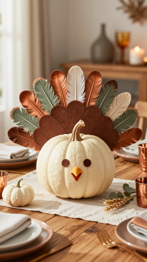 Pumpkin turkey centerpiece
