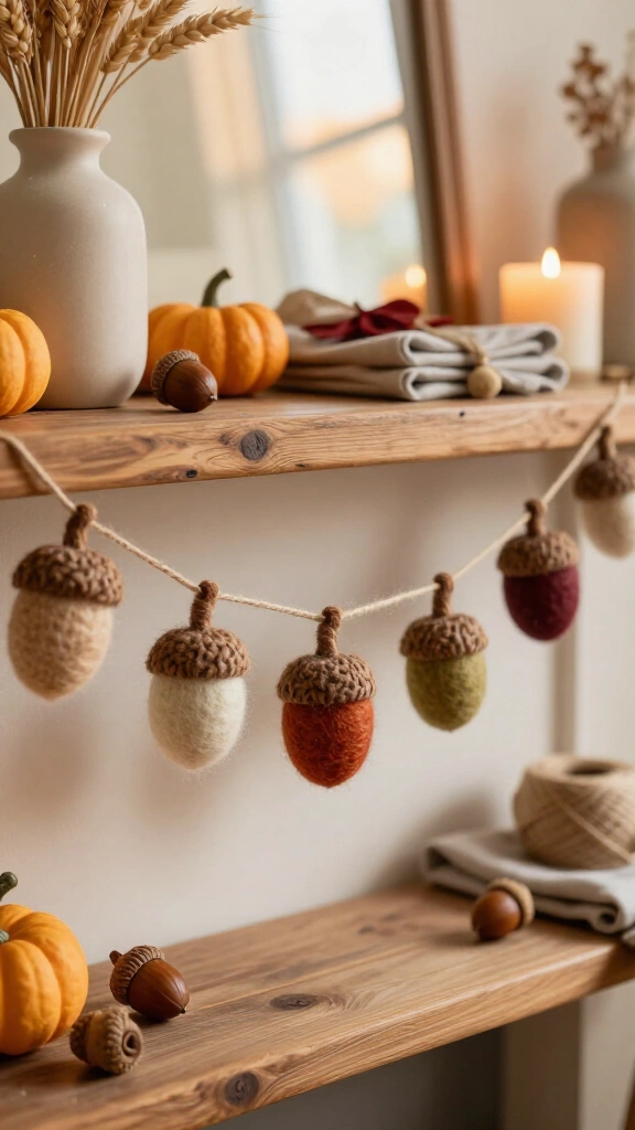 Felt acorn garland