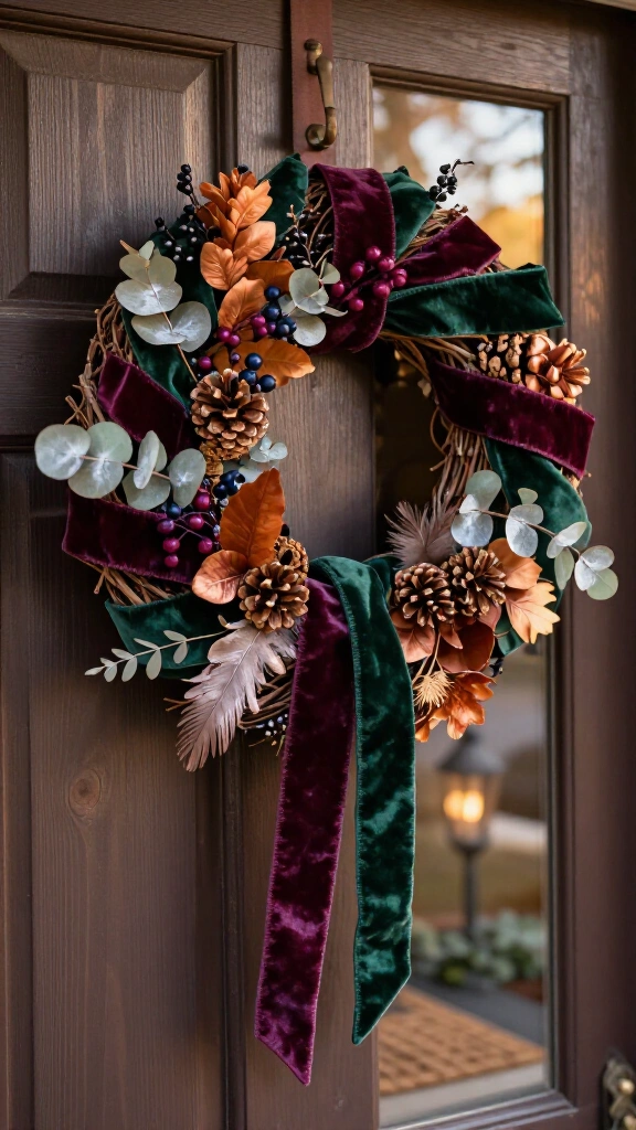 Velvet ribbon wreath