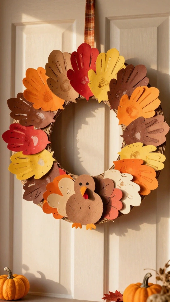 Handprint turkey wreath
