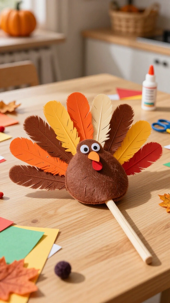 Handprint turkey puppet