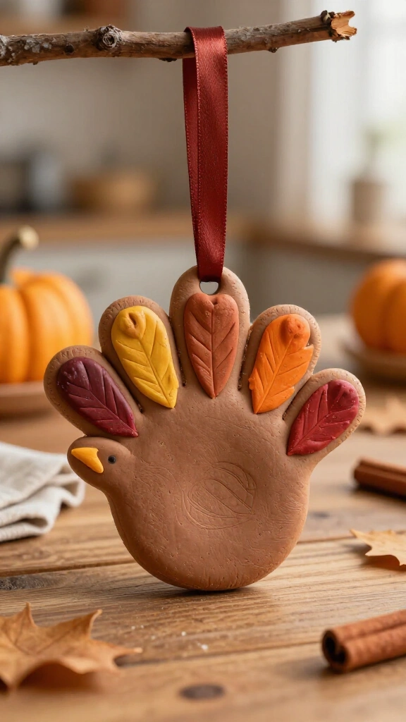 Handprint turkey salt dough ornament
