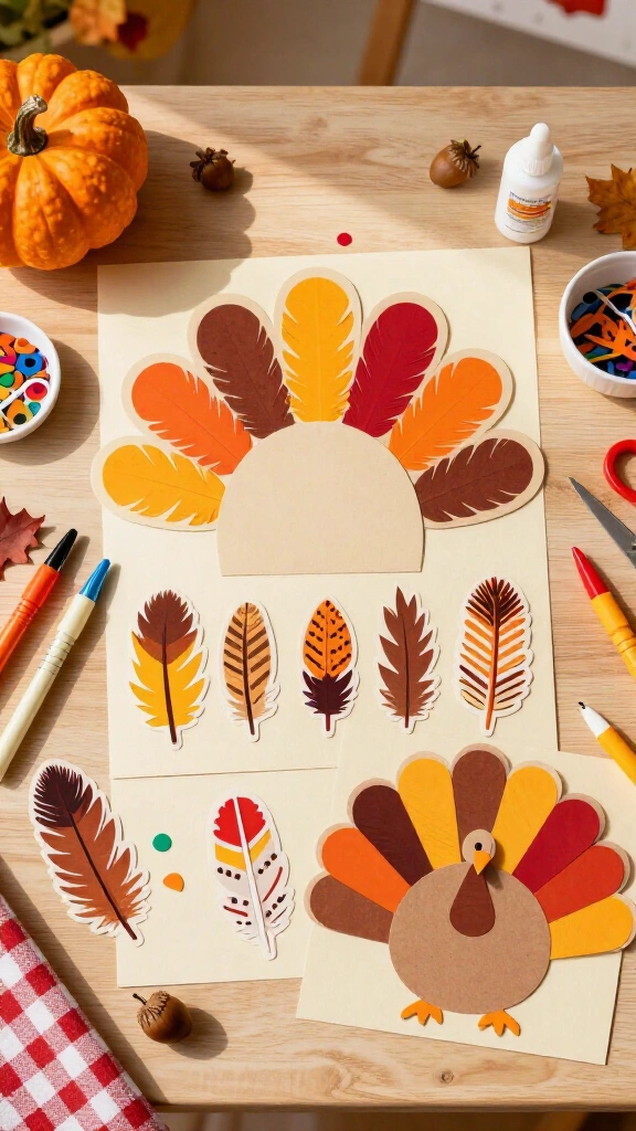 Turkey feather template set