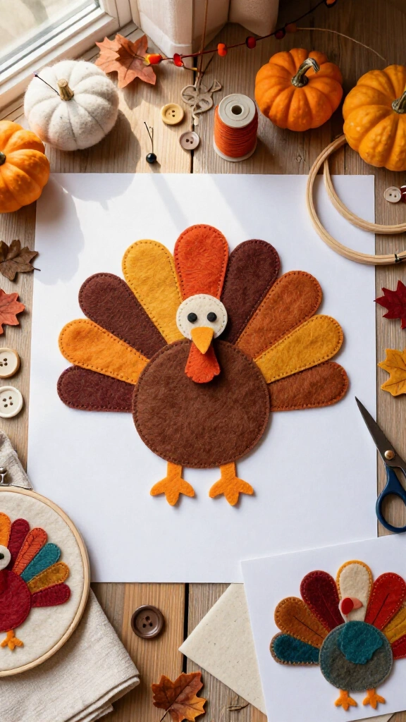 Turkey pattern template for sewing or felt crafts