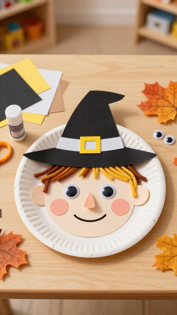 Paper plate pilgrim face craft