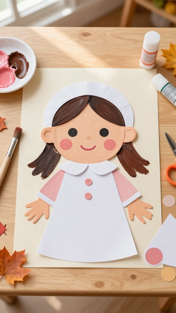 Handprint pilgrim girl craft