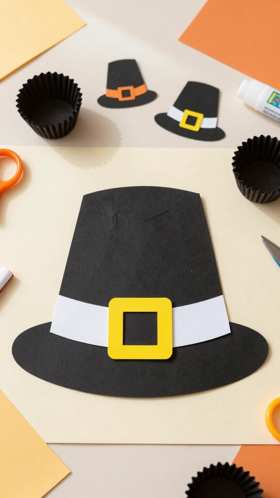 Cupcake liner pilgrim hat