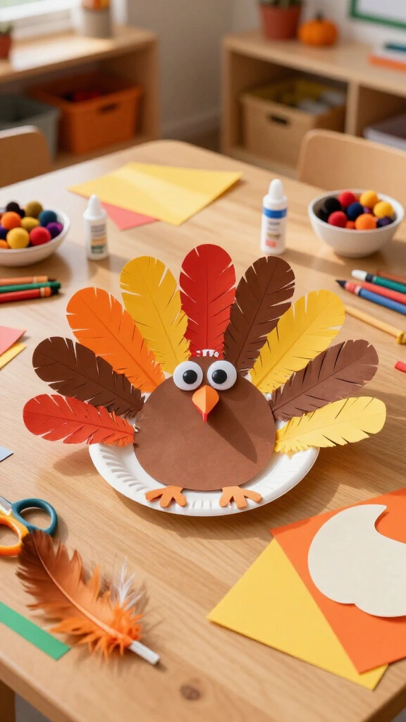 Paper plate turkey craft