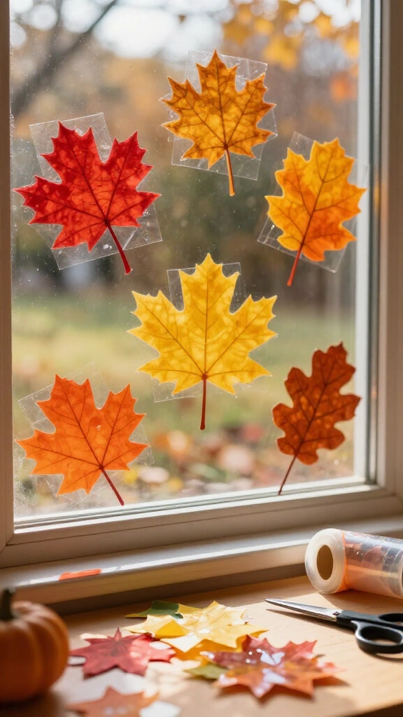 Fall leaf suncatchers
