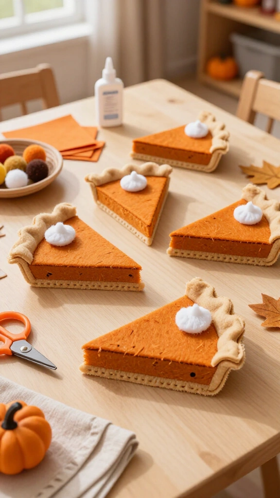 Felt pumpkin pie play food