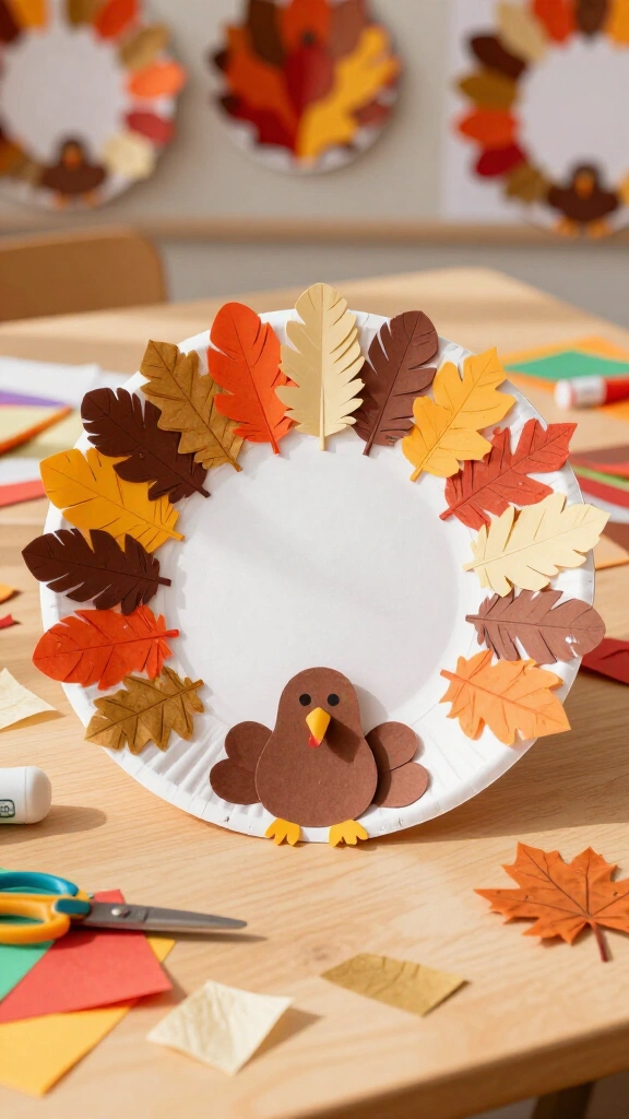 Paper plate turkey wreath