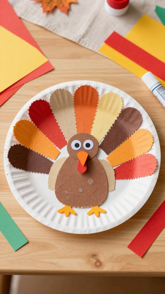 Torn paper plate turkey craft