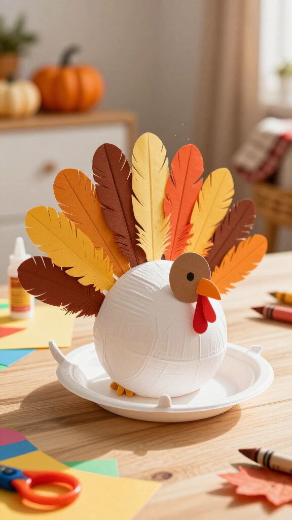 Rocking paper plate turkey