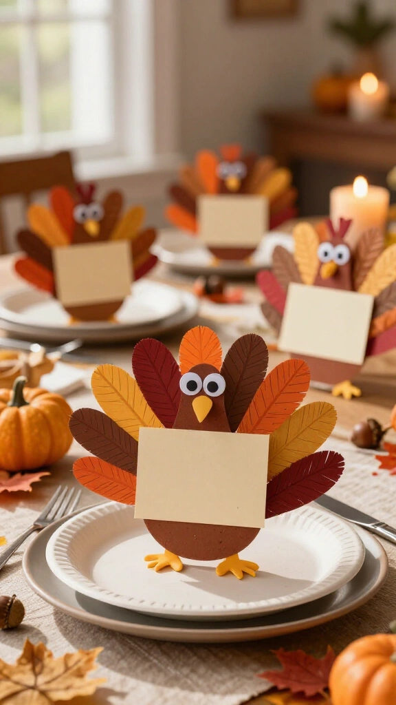 Paper plate turkey place card holder