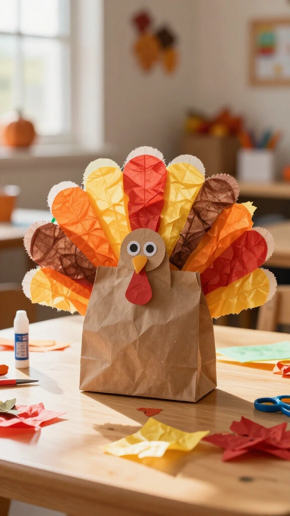 Colorful tissue paper bag turkey