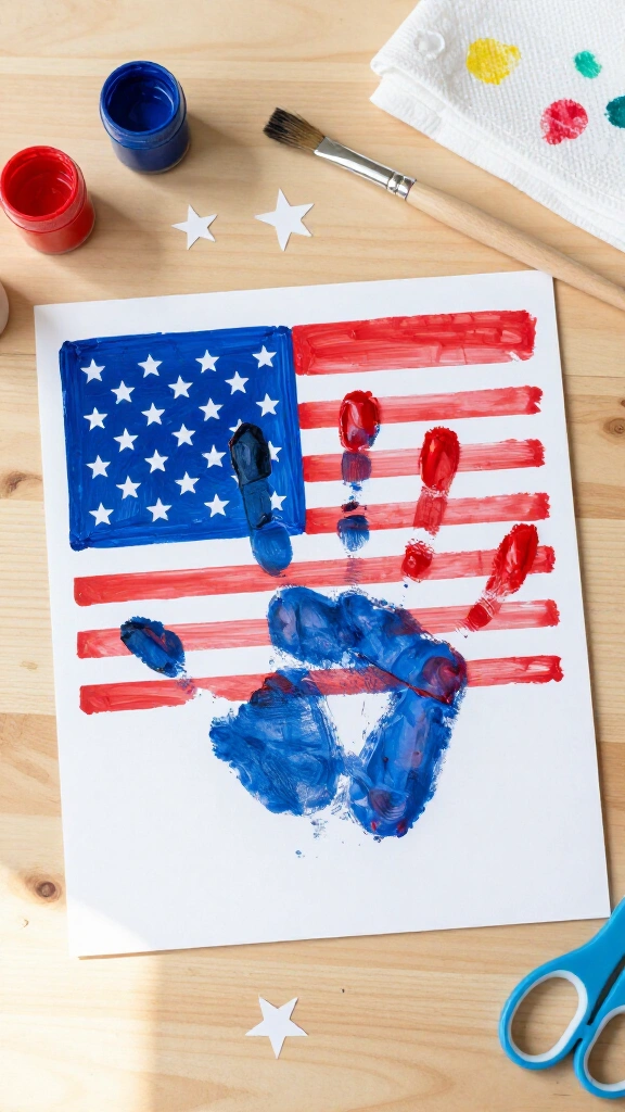 Handprint American flag craft