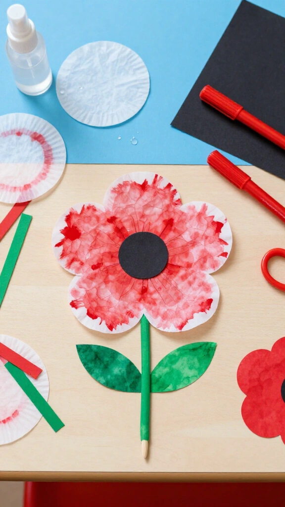 Coffee filter poppy craft