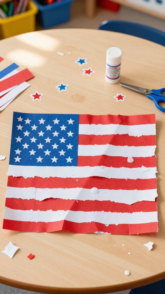 Torn paper American flag