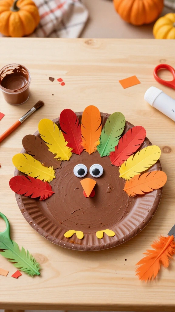 Paper plate turkey craft