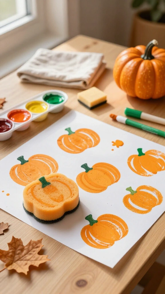 Pumpkin sponge painting