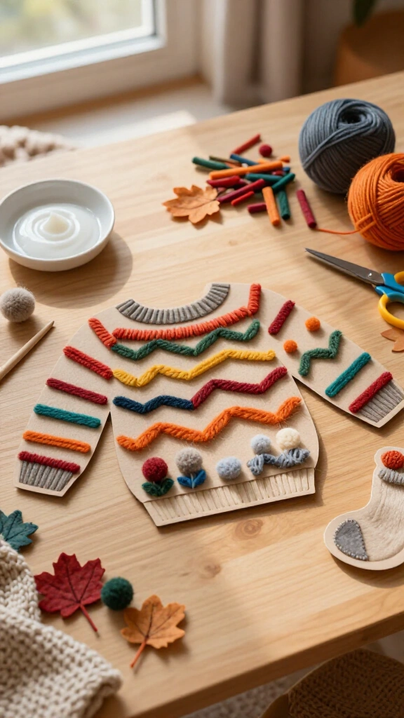 Cozy sweater yarn art