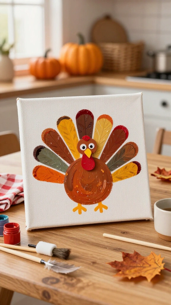 Hand print turkey canvas keepsake