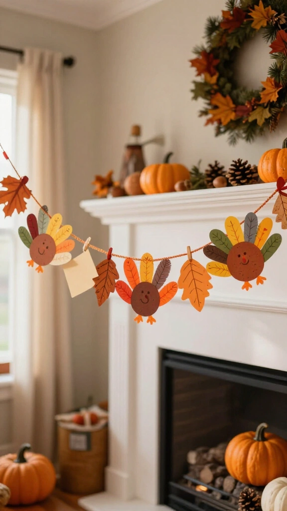 Hand print turkey garland