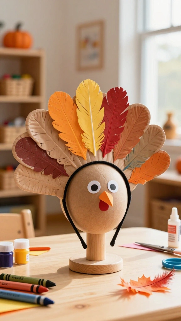 Paper plate turkey headband