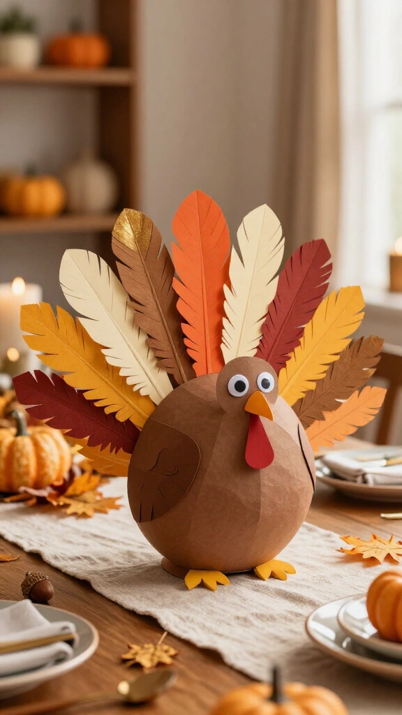 Paper turkey centerpiece