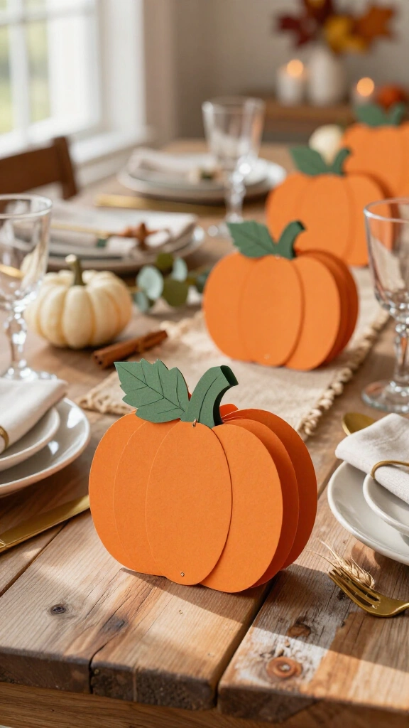 Paper pumpkin place cards