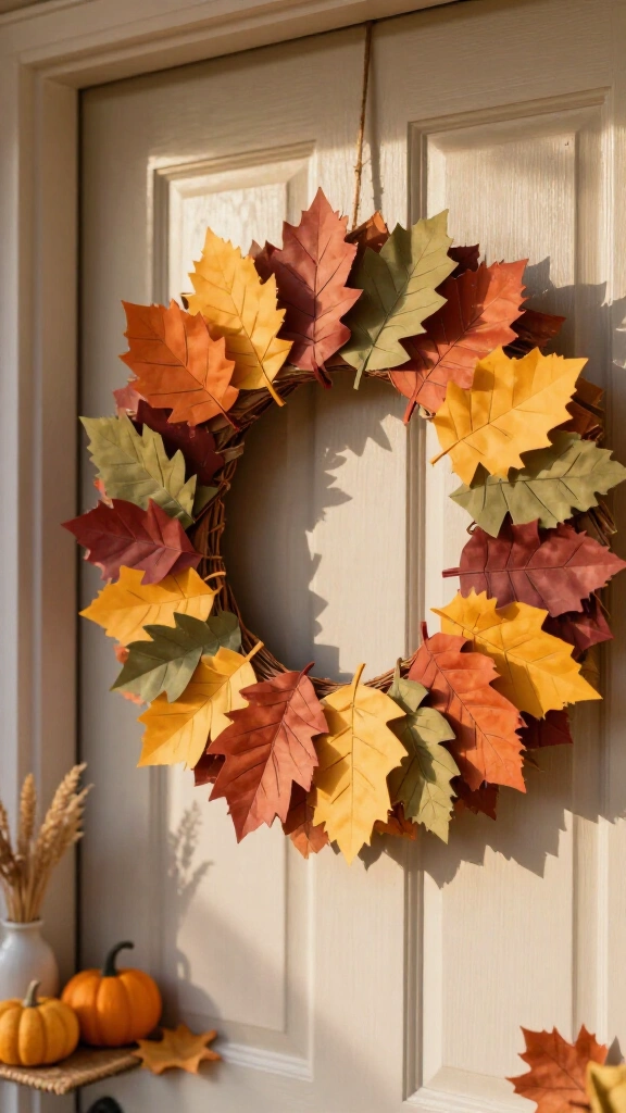 Folded paper leaf wreath