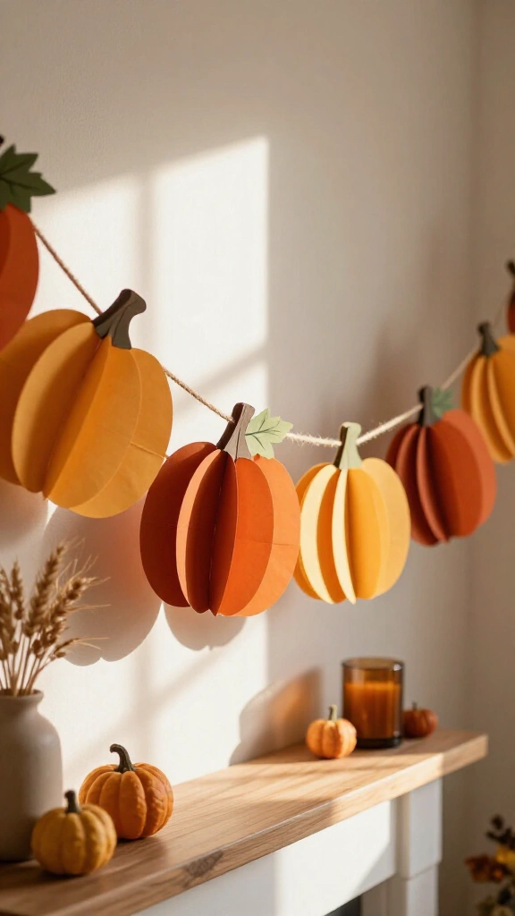 3D paper pumpkin garland