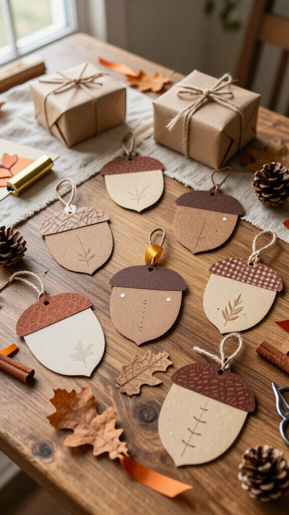 Paper acorn gift tags