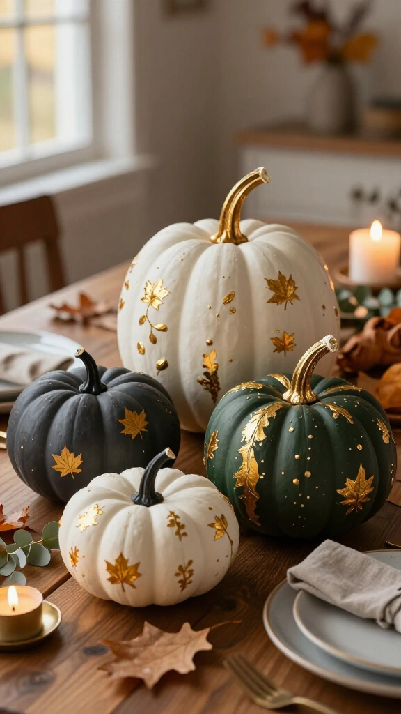 Metallic gold leaf pumpkins