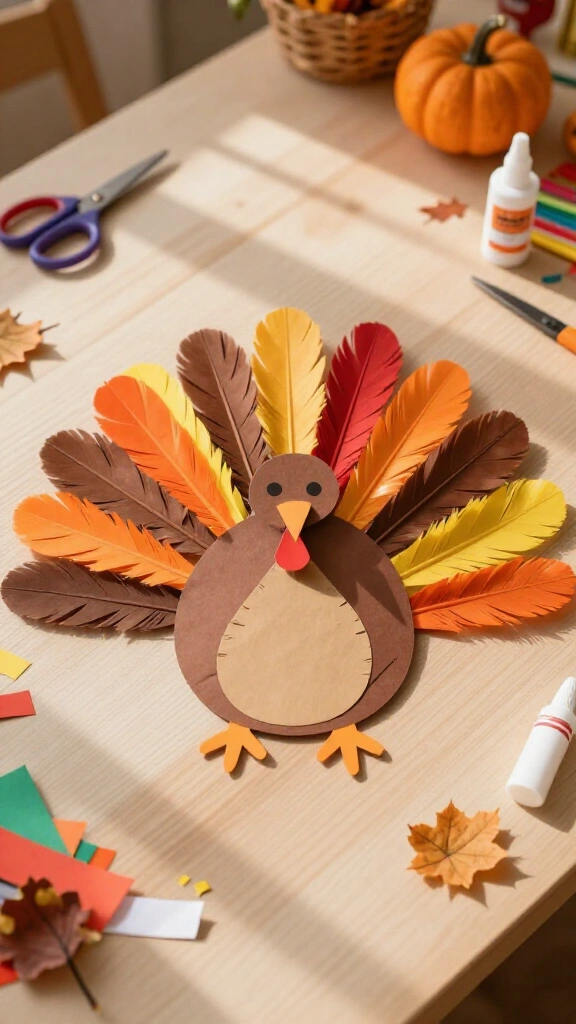 Accordion feather thankful turkey