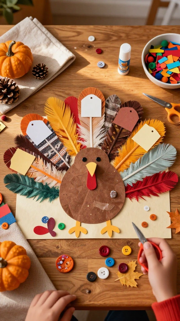 Thankful turkey collage craft